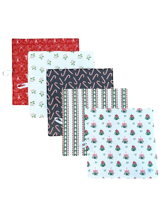 HAPPY HOLIDAYS SET OF 5 DISH CLOTHS