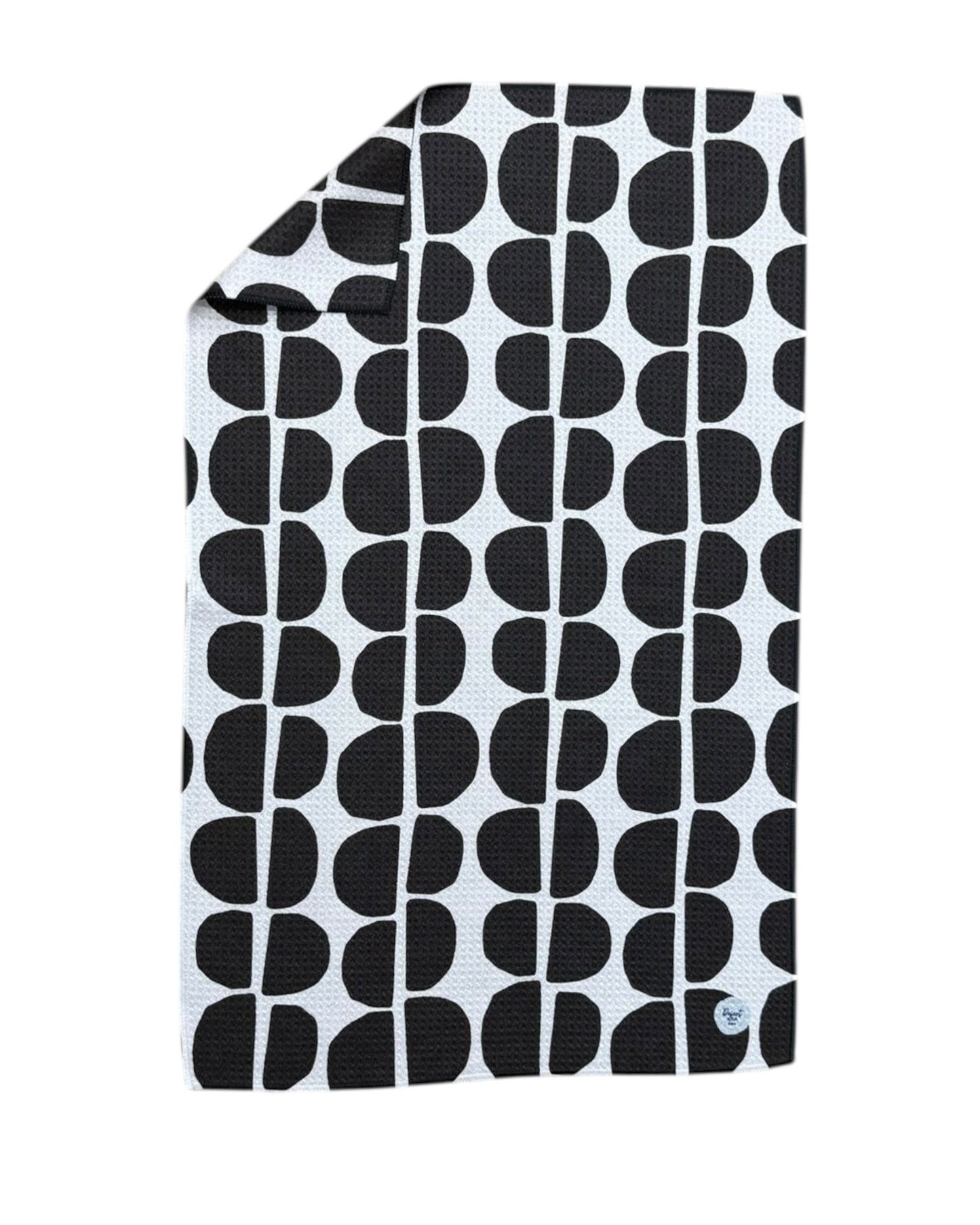 Black and white patterned TOWEL on a white background