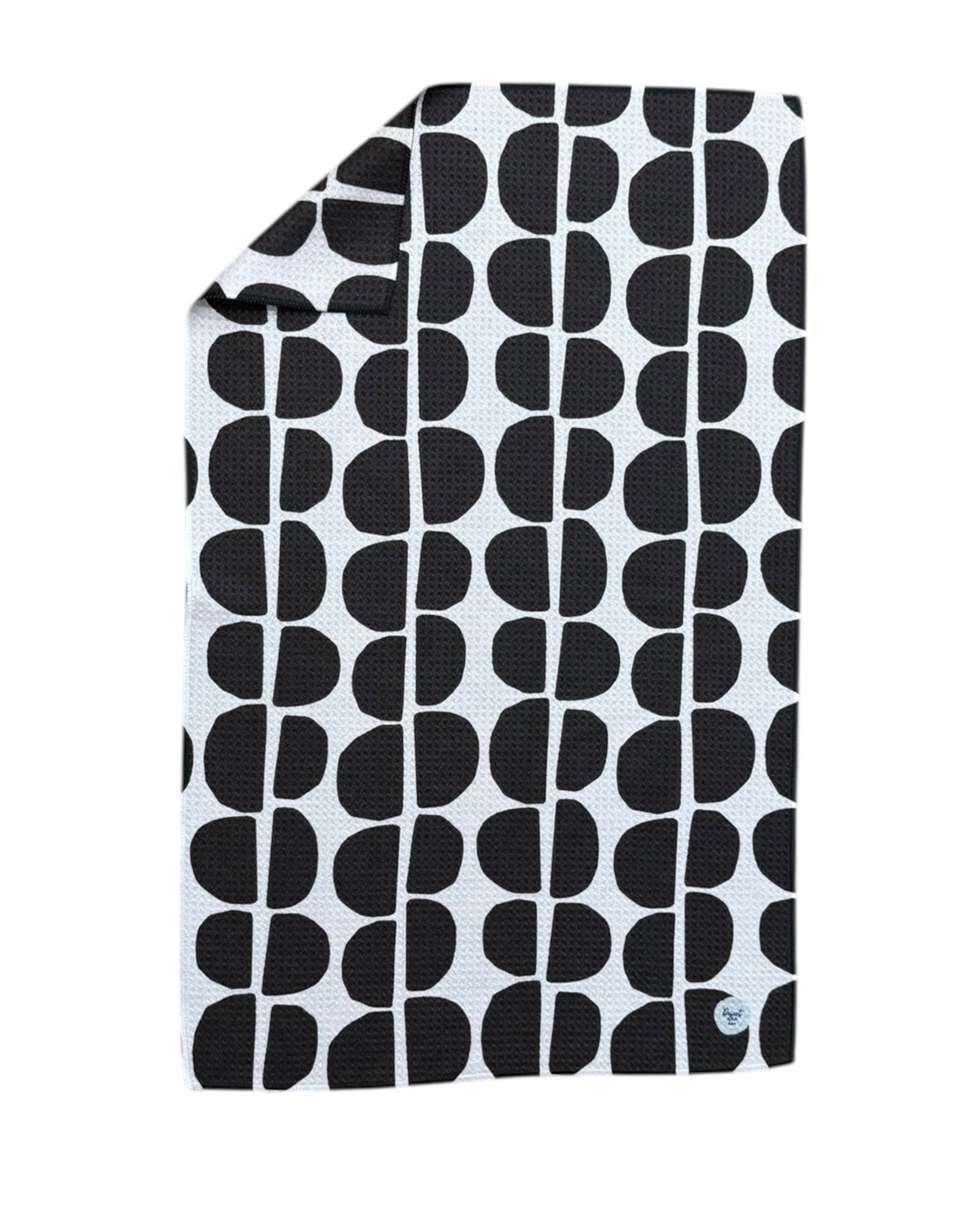 Black and white patterned TOWEL on a white background