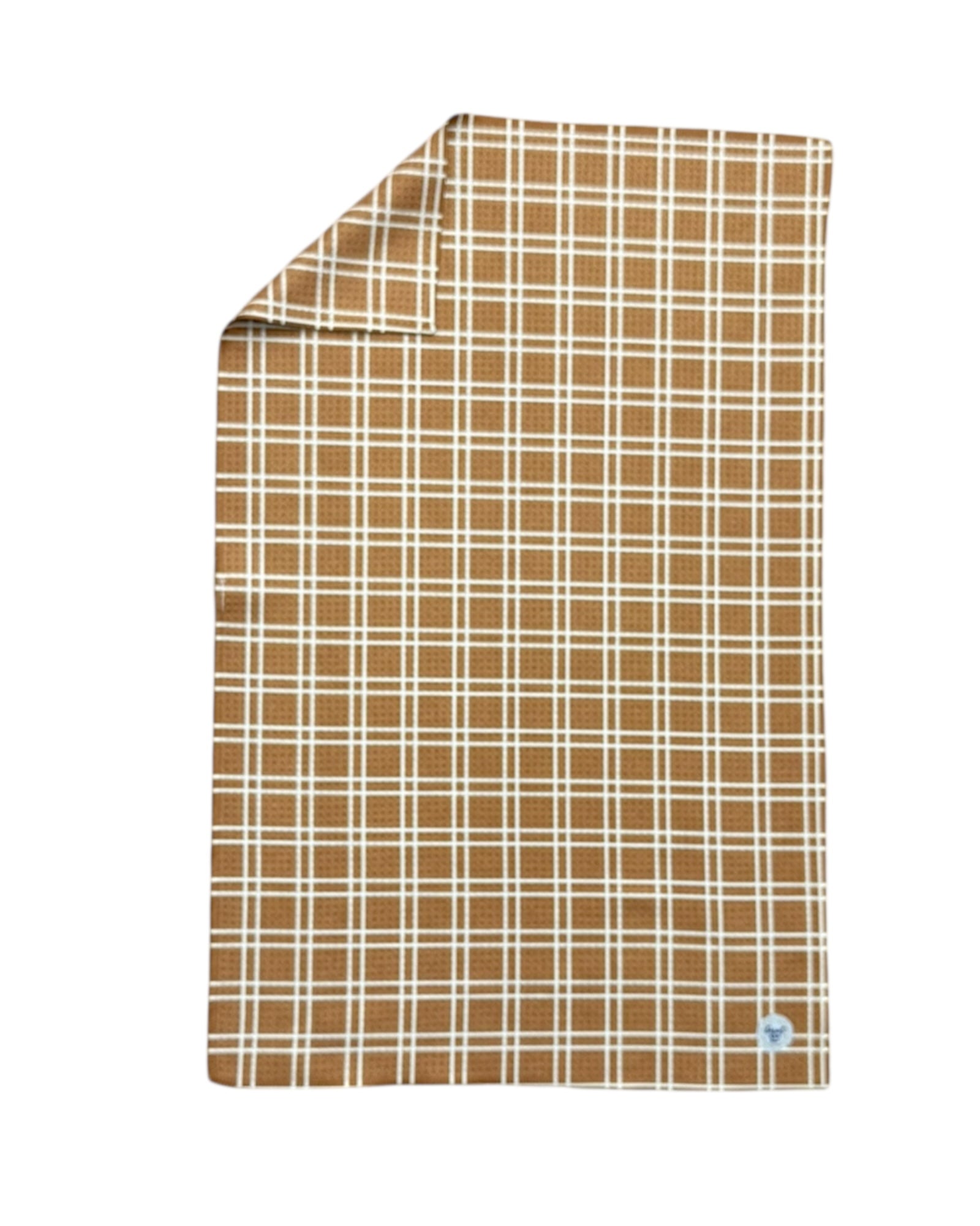 Plaid pattern TOWEL with a visible brand logo on a white background