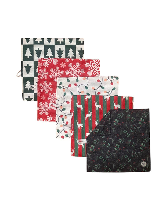 HOLLY JOLLY DISHCLOTH SET OF 5